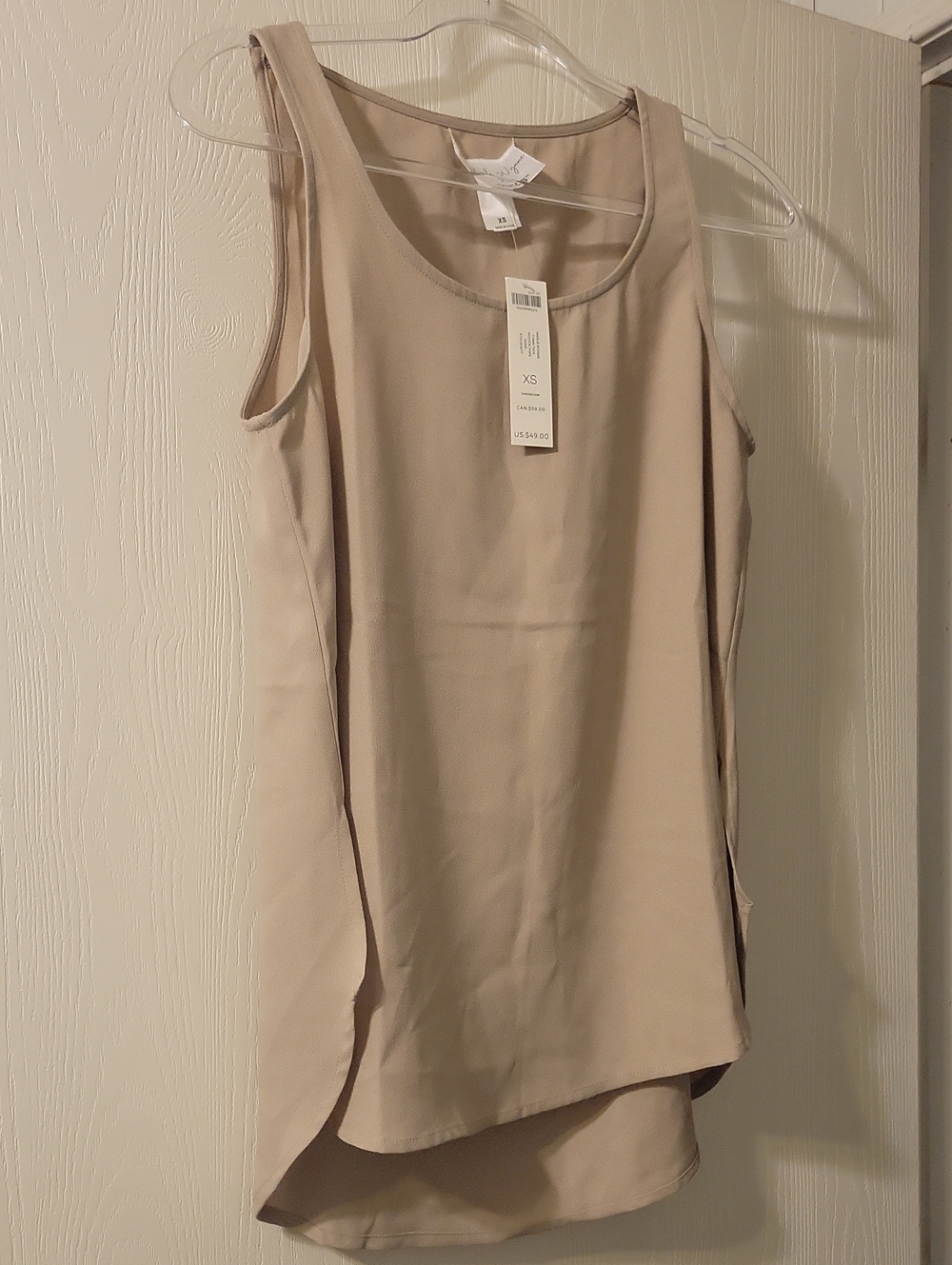 NWT Marla Wynne for Chico's Sleeveless High-Low Tank in Light Beige